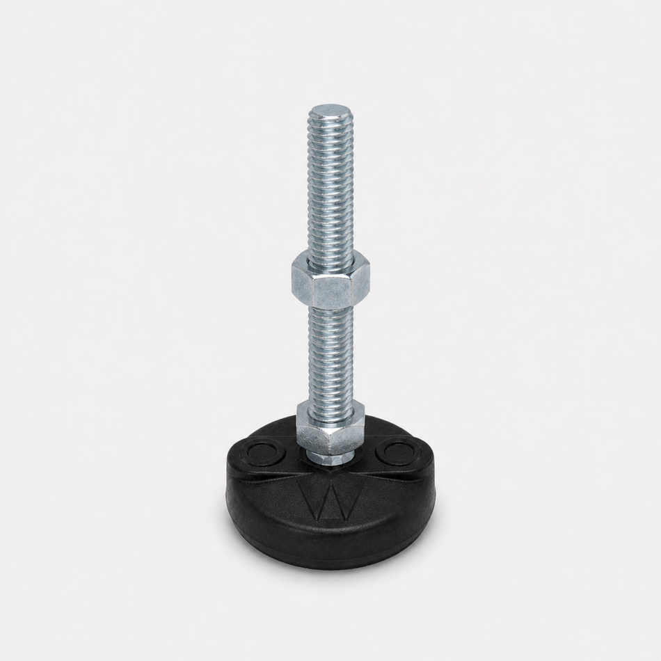 3/8"-16 x 4" Threaded Stud Steel Leveling Mount with 2" Nylon Base - BNYLA24 - hero