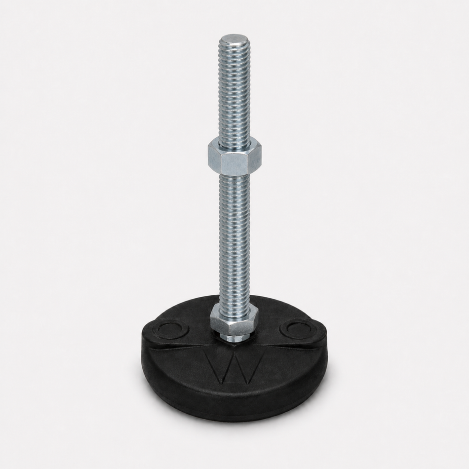 1/2"-13x6" Threaded Stud Steel Leveling Mount with 3" Nylon Base -BNYLB36 - hero