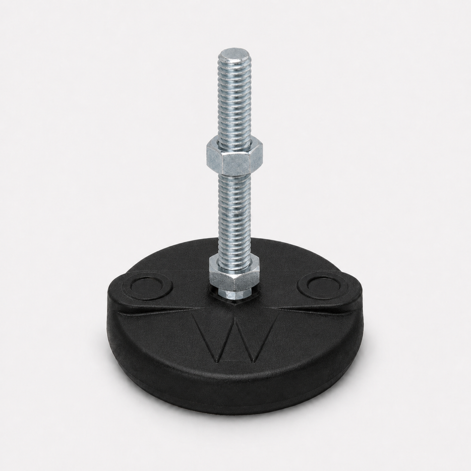 1/2"-13x6" Threaded Stud Steel Leveling Mount with 4" Nylon Base - BNYLB46 - hero