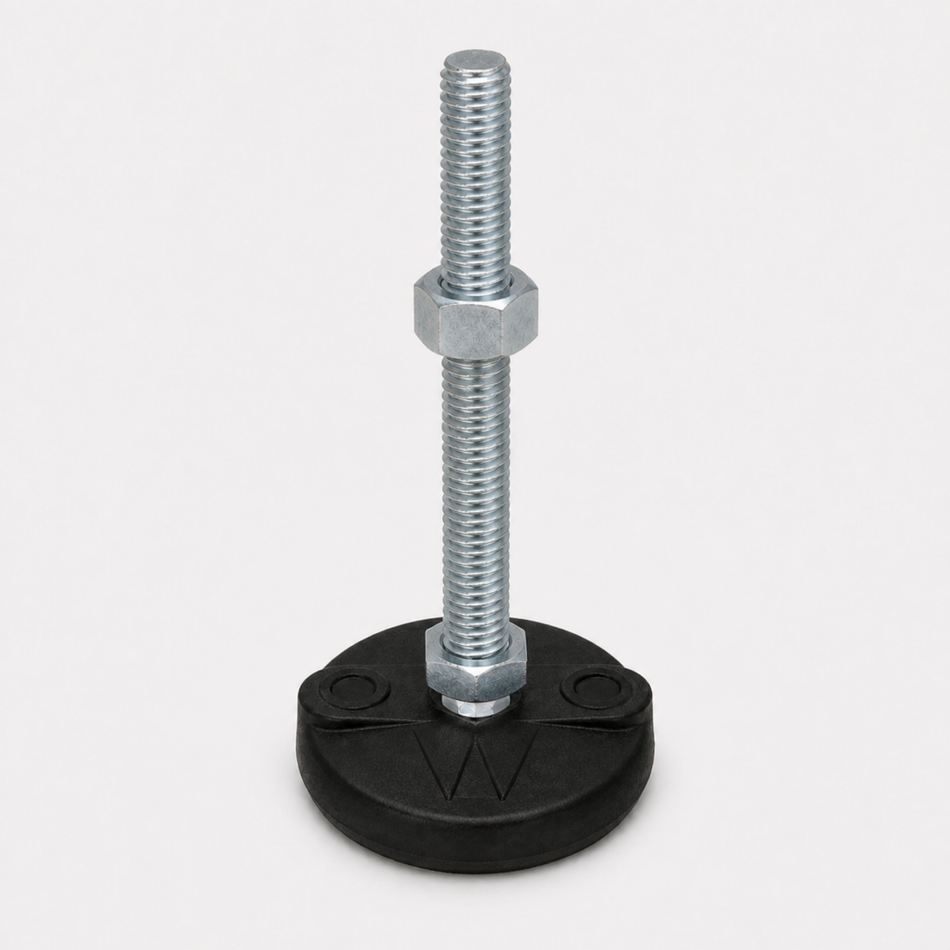 5/8"-11x6" Threaded Stud Steel Leveling Mount with 2" Nylon Base - BNYLC26 - hero