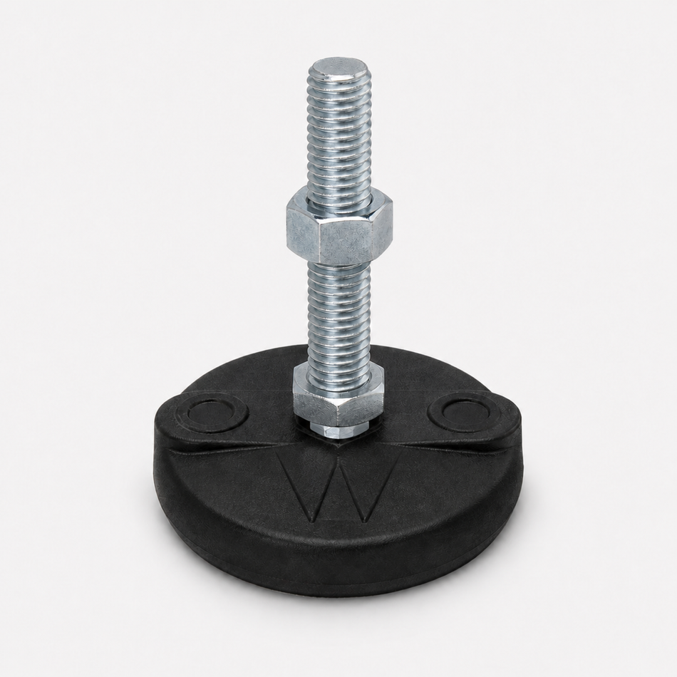 5/8"-11 x 8" Threaded Stud Steel Leveling Mount with 4" Nylon Base - BNYLC48 - hero