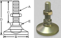 3/8"-16 x 2" Threaded Stud Steel Swivel 1.25" Base Leveling Mount - BSW-1 - S&W Leveling Mounts