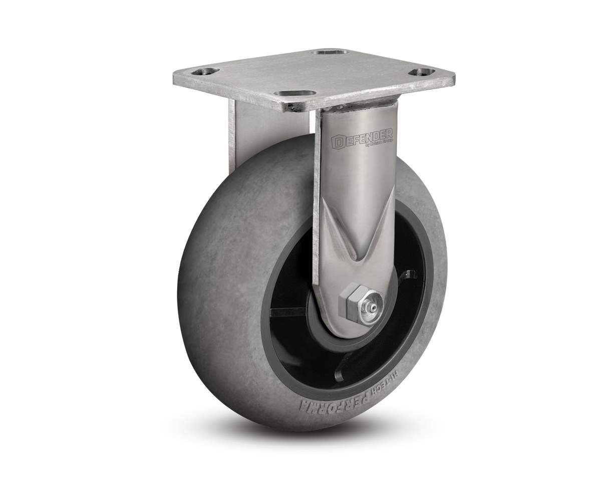 6"X2" Stainless Steel Top Plate Rigid Caster with Rubber (Round/Conductive) Wheel - D4.06108.559 COND SS WB29 - Colson