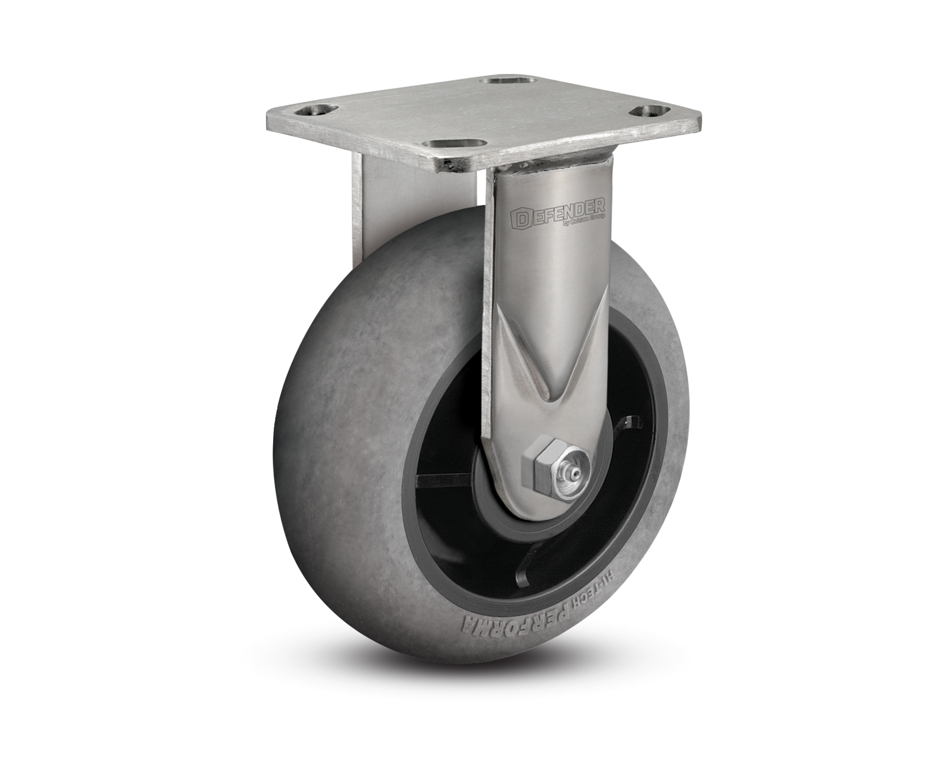 6"X2" Stainless Steel Top Plate Rigid Caster with Rubber (Round/Conductive) Wheel - D4.06108.559 COND SS WB29 - Colson