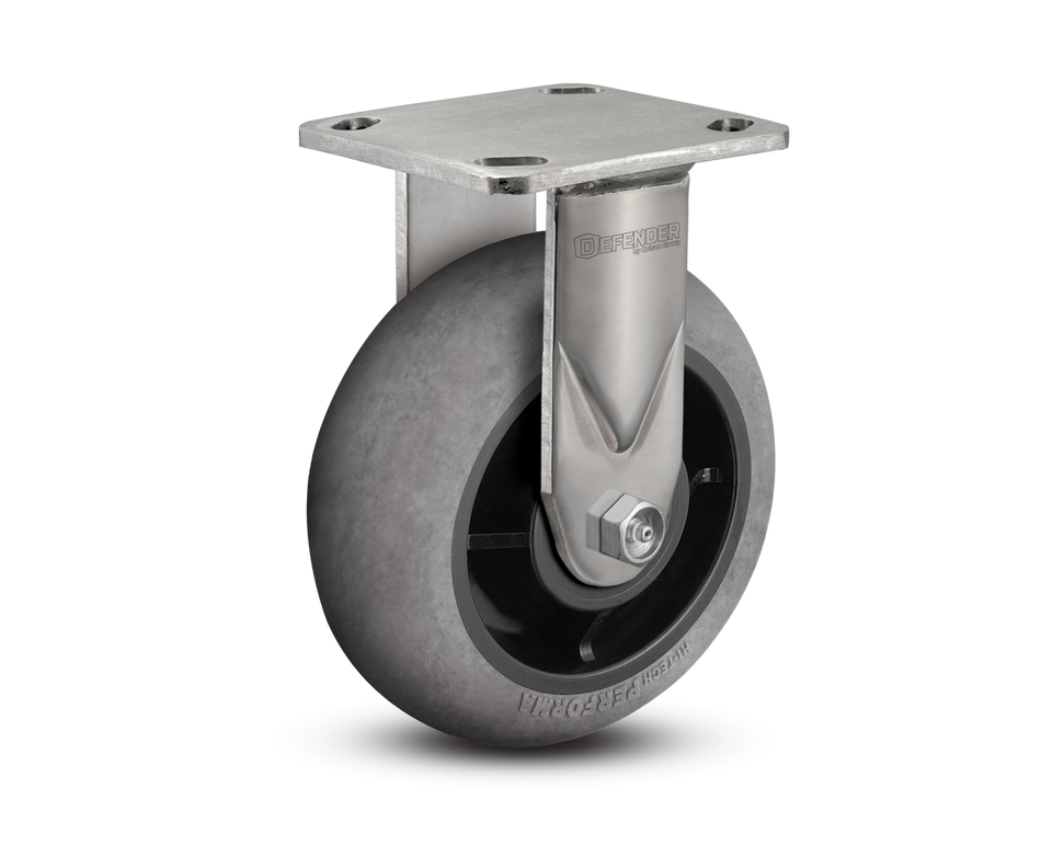 6"X2" Stainless Steel Top Plate Rigid Caster with Rubber (Round/Conductive) Wheel - D4.06108.559 COND SS WB29 - Colson