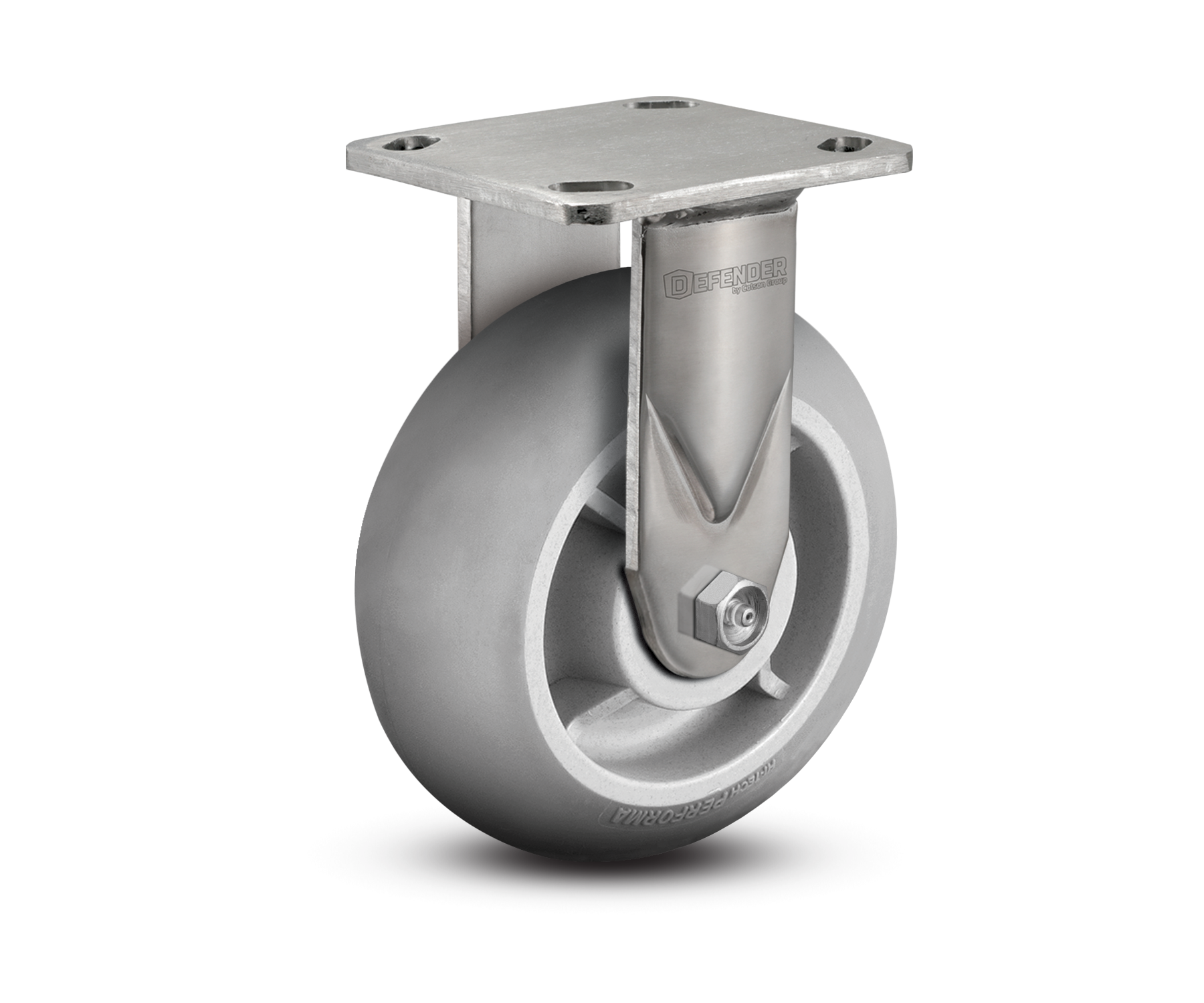 6"X2" Stainless Steel Top Plate Rigid Caster with Rubber (Round) Wheel - D4.06108.559 SS WB29 - Colson
