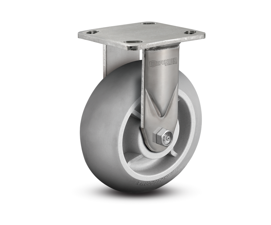6"X2" Stainless Steel Top Plate Rigid Caster with Rubber (Round) Wheel - D4.06108.559 SS WB29 - Colson
