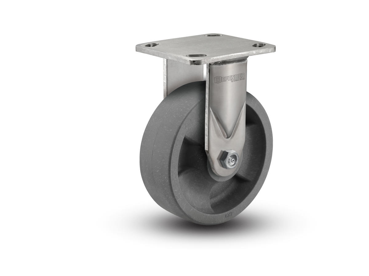 6"X2" Stainless Steel Steel Top Plate Rigid Caster with Glass Filled Nylon Wheel - D4.06108.839 DT SS WB29 - Colson