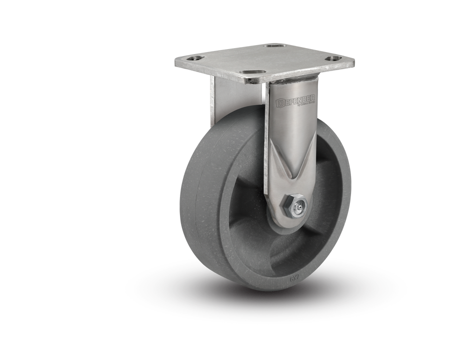6"X2" Stainless Steel Steel Top Plate Rigid Caster with Glass Filled Nylon Wheel - D4.06108.839 DT SS WB29 - Colson