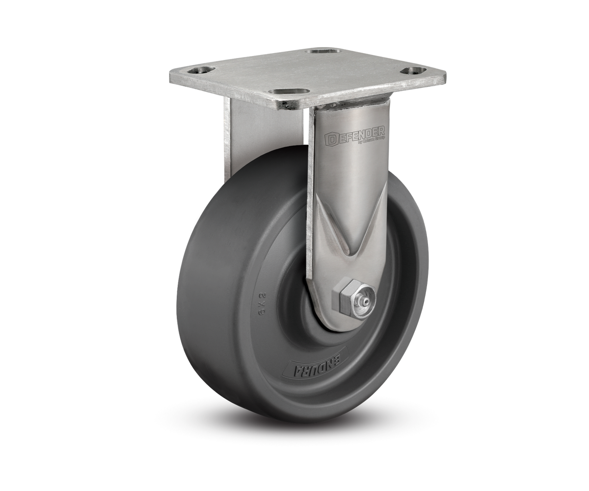 6"X2" Stainless Steel Top Plate Rigid Caster with Endura Solid Elastomer Wheel - D4.06108.839 EN SS WB29 - Colson