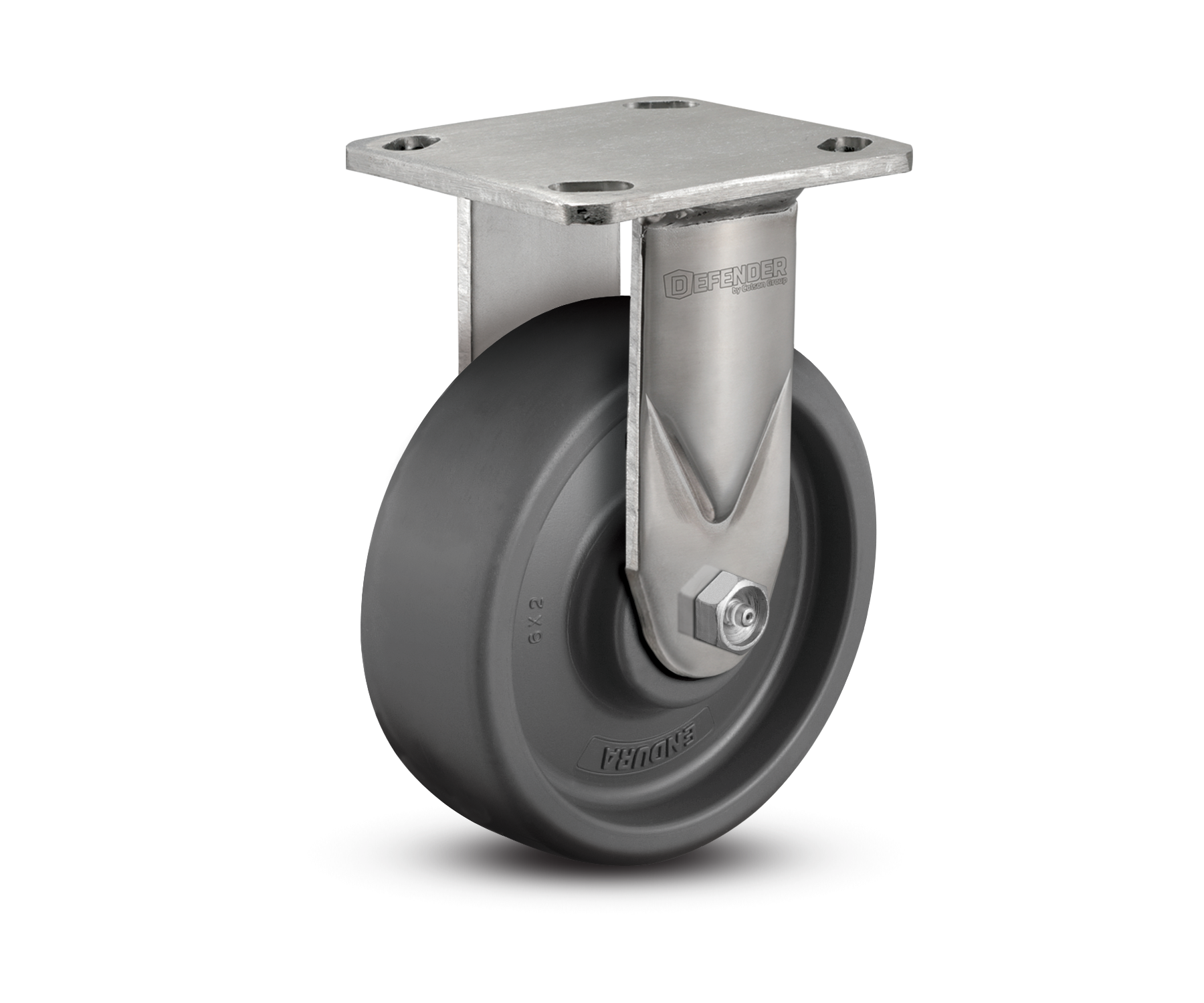 6"X2" Stainless Steel Top Plate Rigid Caster with Endura Solid Elastomer Wheel - D4.06108.839 EN SS WB29 - Colson