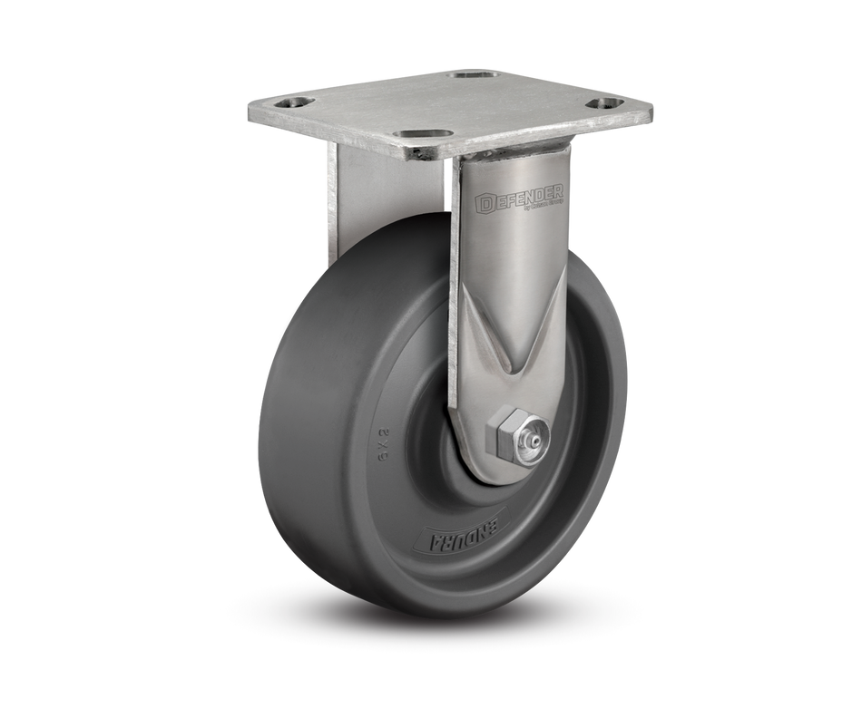 6"X2" Stainless Steel Top Plate Rigid Caster with Endura Solid Elastomer Wheel - D4.06108.839 EN SS WB29 - Colson