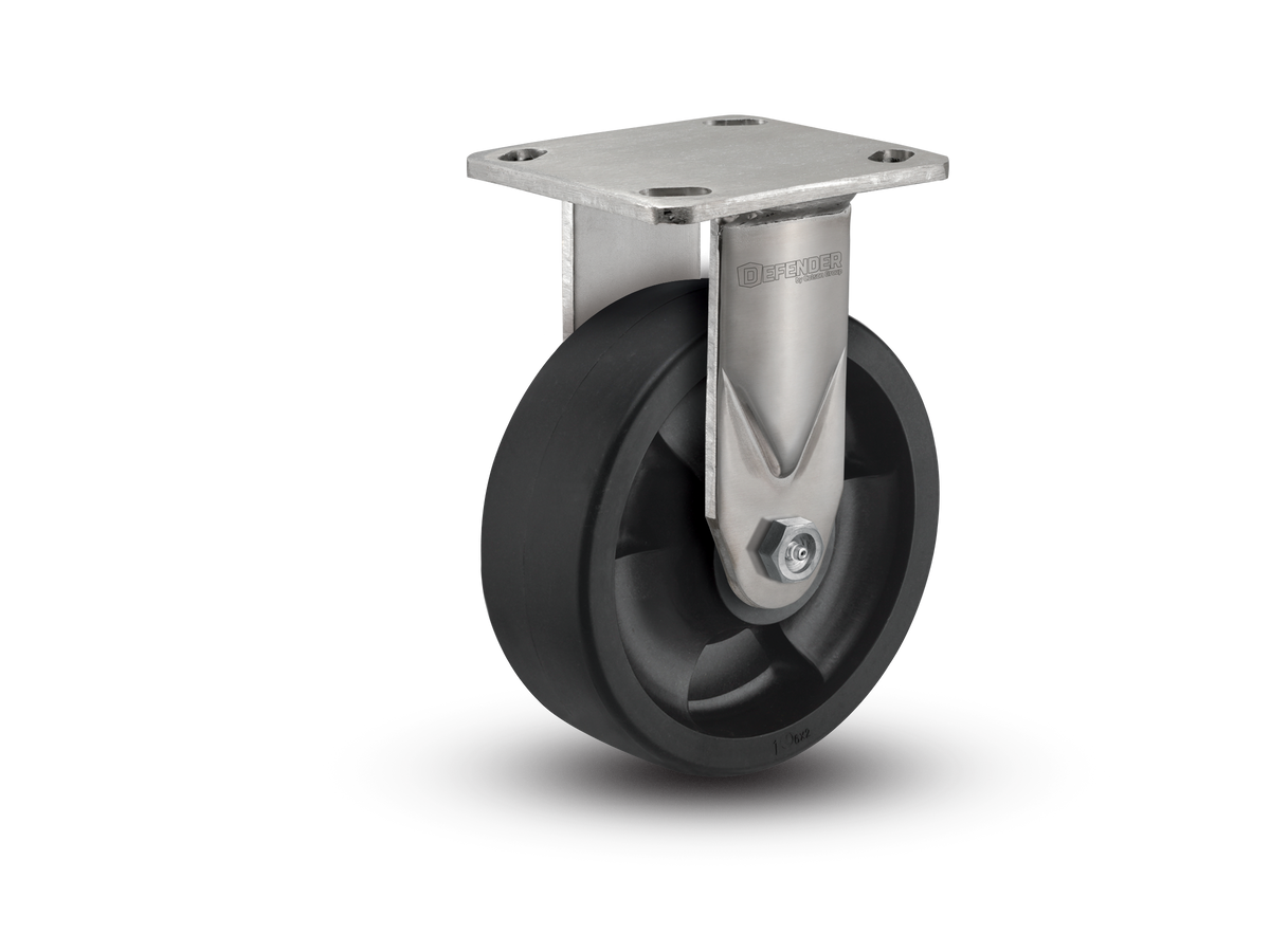 6"X2" Stainless Steel Top Plate Rigid Caster with Hi-Temp Wheel - D4.06108.839 HTBLK SS WB29 - Colson