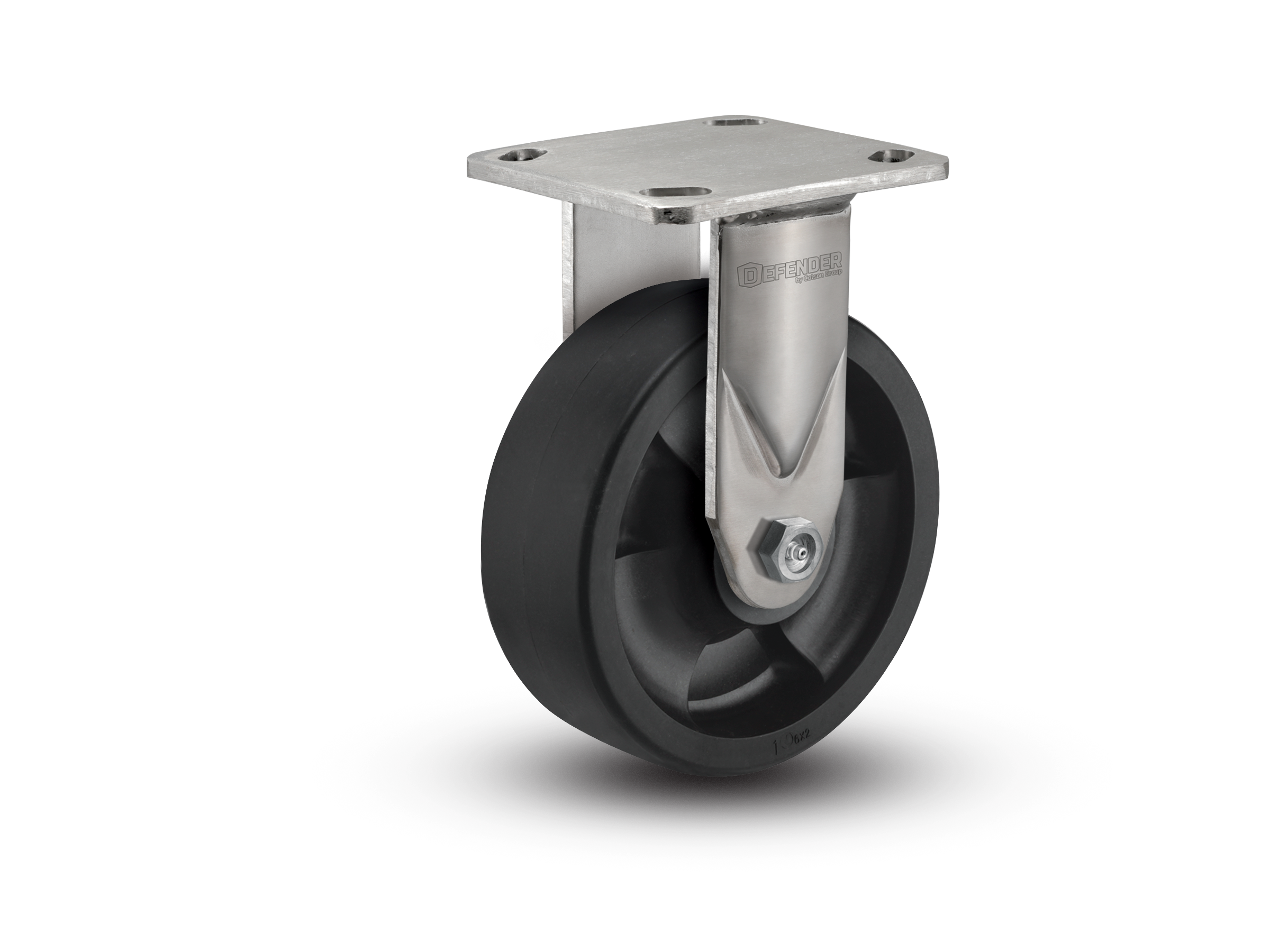 6"X2" Stainless Steel Top Plate Rigid Caster with Hi-Temp Wheel - D4.06108.839 HTBLK SS WB29 - Colson