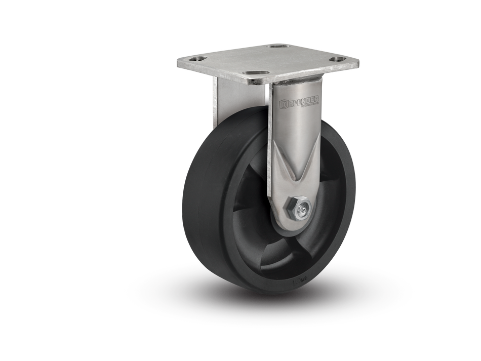 6"X2" Stainless Steel Top Plate Rigid Caster with Hi-Temp Wheel - D4.06108.839 HTBLK SS WB29 - Colson