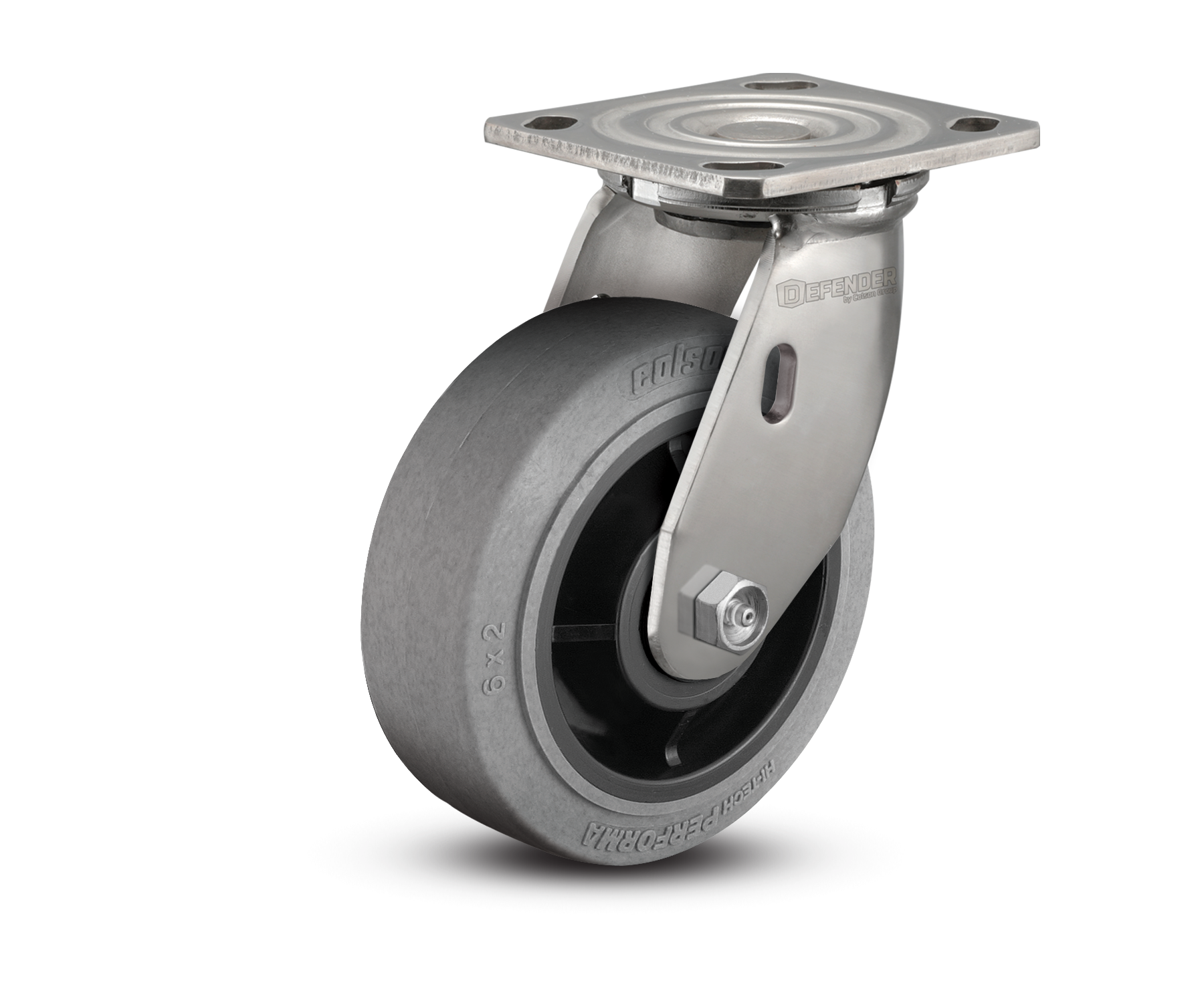 6"X2" Stainless Steel Top Plate Swivel Caster with Performa Rubber (Flat/Conductive) Wheel - D4.06109.459 COND SS WB29 - Colson