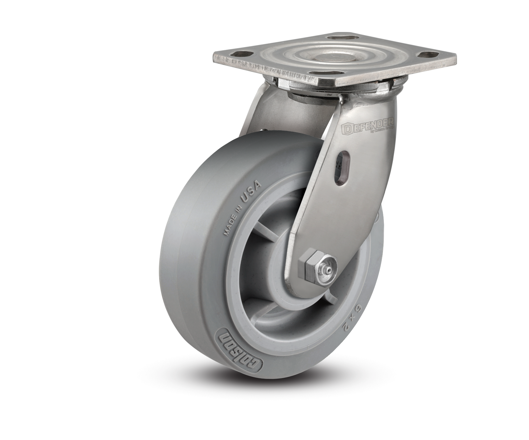 6"X2" Stainless Steel Top Plate Swivel Caster with Rubber (Flat/Grey) Wheel - D4.06109.459 SS WB29 - Colson