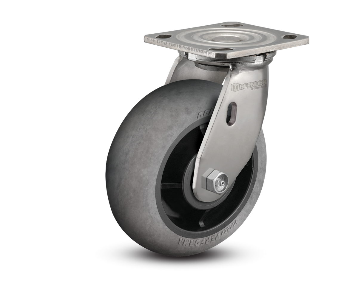 6"X2" Stainless Steel Top Plate Swivel Caster with Performa Rubber (Round) Wheel - D4.06109.559 COND SS WB29 - Colson