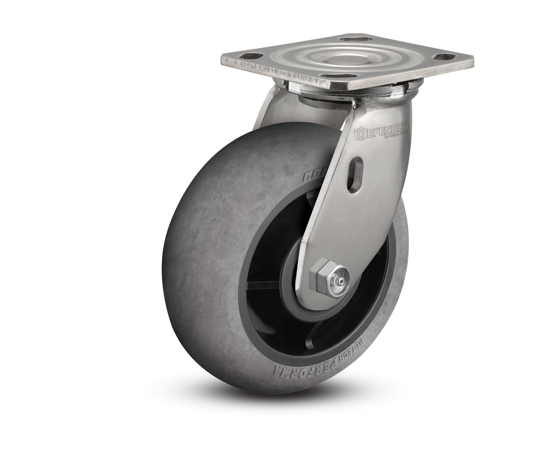 6"X2" Stainless Steel Top Plate Swivel Caster with Performa Rubber (Round) Wheel - D4.06109.559 COND SS WB29 - Colson