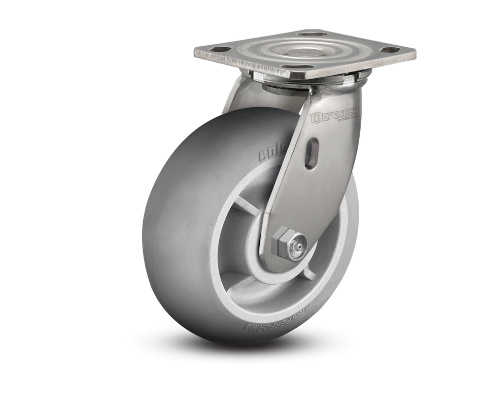 6"X2" Stainless Steel Top Plate Swivel Caster with Rubber (Round) Wheel - D4.06109.559 SS WB29 - Colson