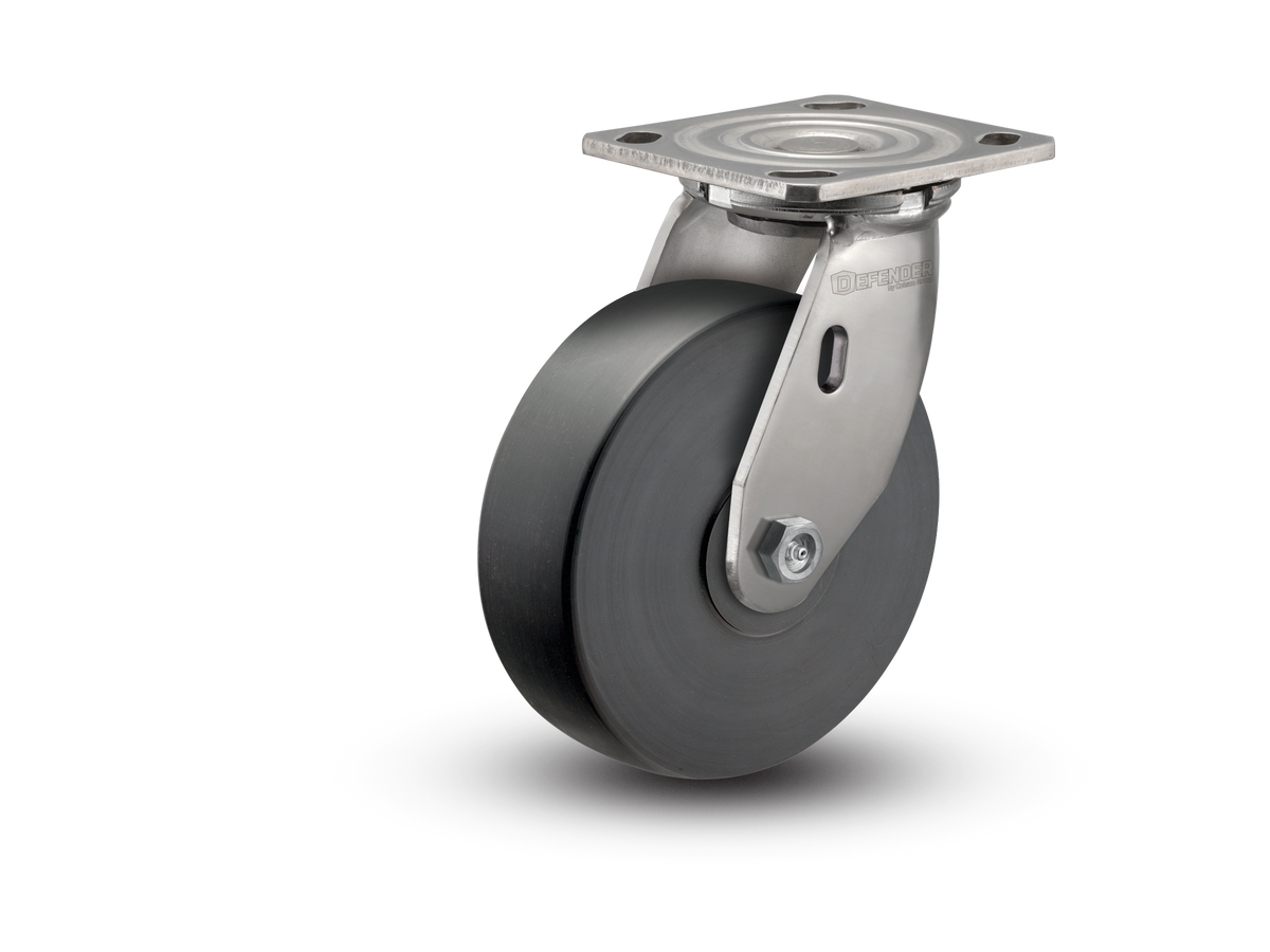 6"X2" Stainless Steel Top Plate Rigid Caster with Commander HD Wheel - D4.06109.5PN SS - Colson