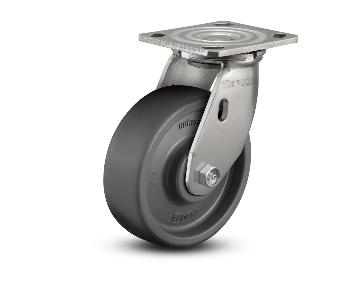 6"X2" Stainless Steel Top Plate Swivel Caster with Endura Solid Elastomer Wheel - D4.06109.839 EN SS WB29 - Colson