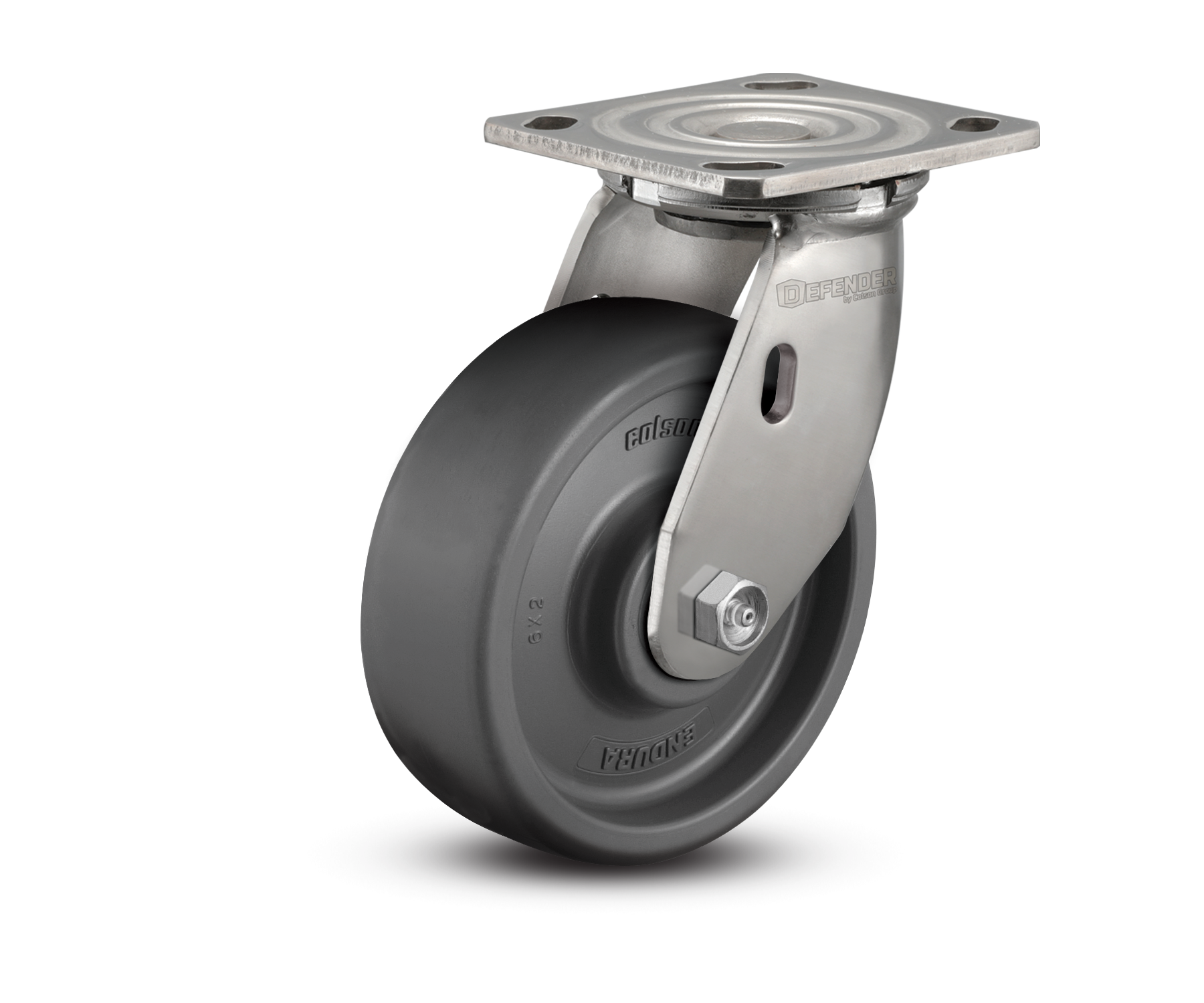 6"X2" Stainless Steel Top Plate Swivel Caster with Endura Solid Elastomer Wheel - D4.06109.839 EN SS WB29 - Colson