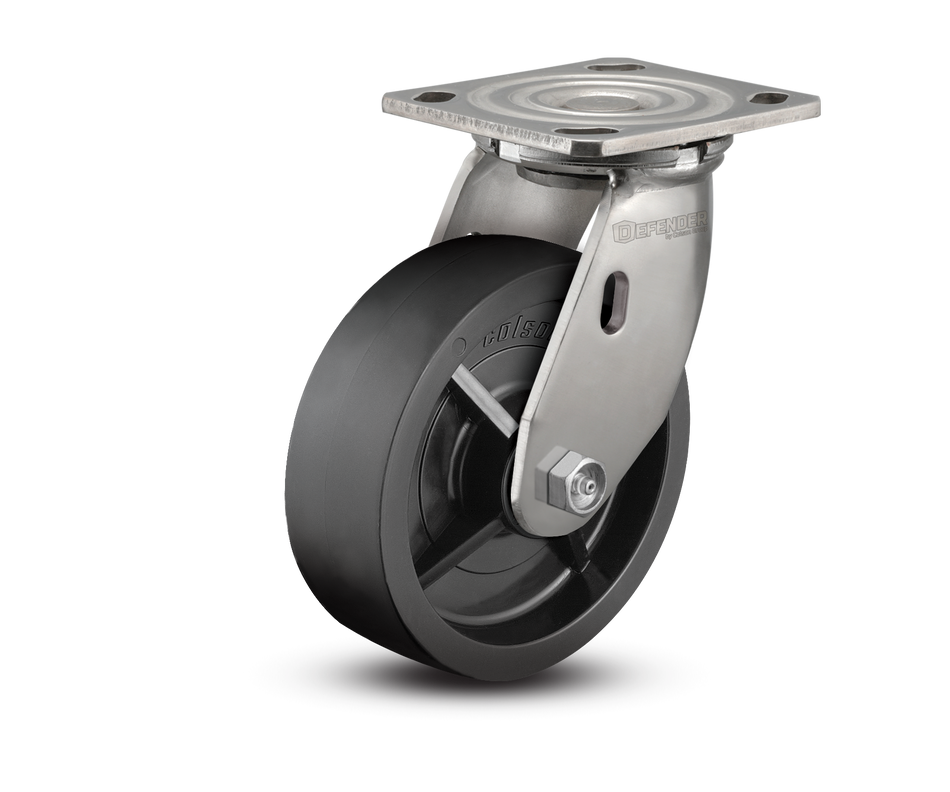 6"X2" Stainless Steel Top Plate Swivel Caster with Polyolefin Wheel - D4.06109.839 SS WB29 - Colson
