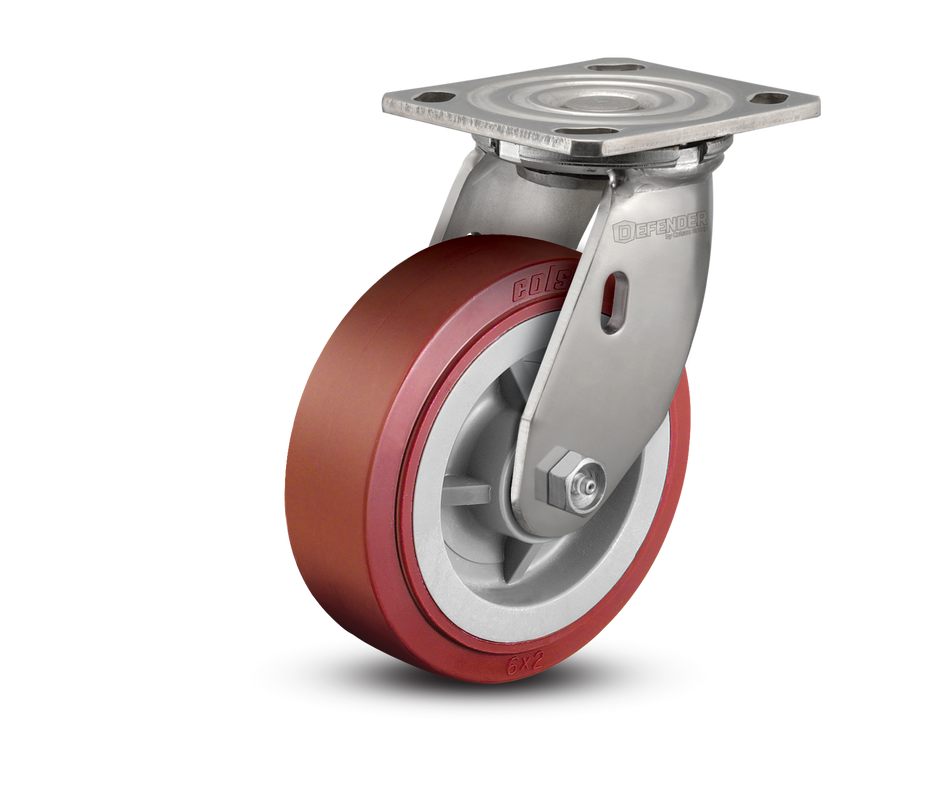 6"X2" Stainless Steel Top Plate Swivel Caster with Polyurethane Wheel - D4.06109.929 SS WB29 - Colson