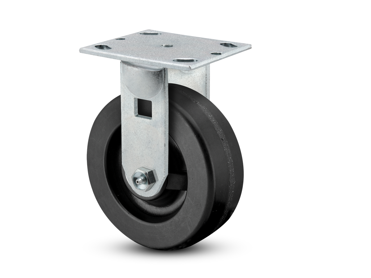 E-line Rigid 5"x2" Phenolic USA-Made Wheel 4"x4.5" Plate Caster; Part# ER5X2PHNB - Pemco