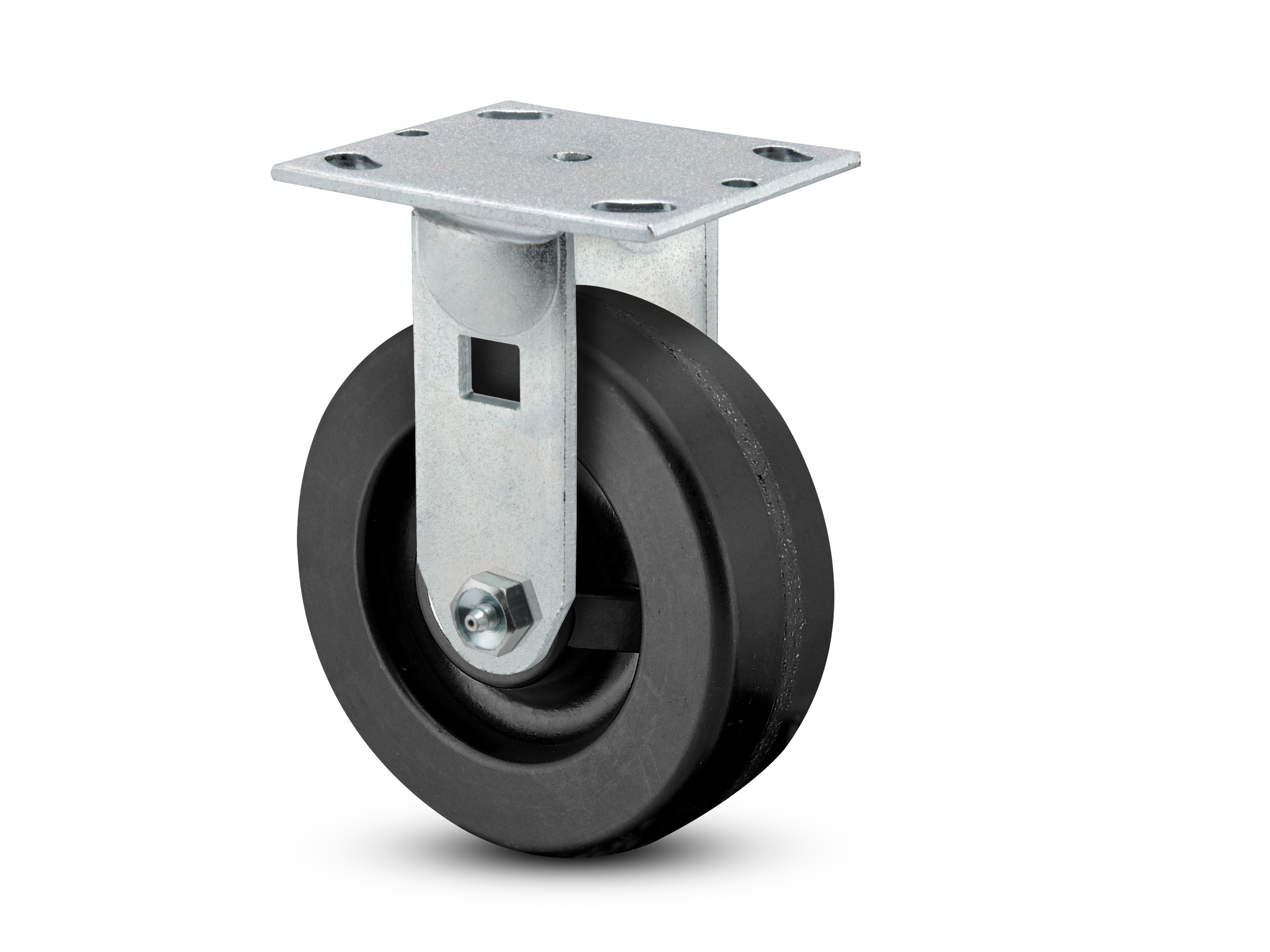 E-line Rigid 5"x2" Phenolic USA-Made Wheel 4"x4.5" Plate Caster; Part# ER5X2PHNB - Pemco