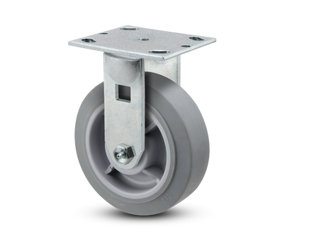 E-line Rigid 6"x2" Rubber USA-Made TPR Wheel 4"x4.5" Plate Caster; Part# ER6X2TPRB - Pemco