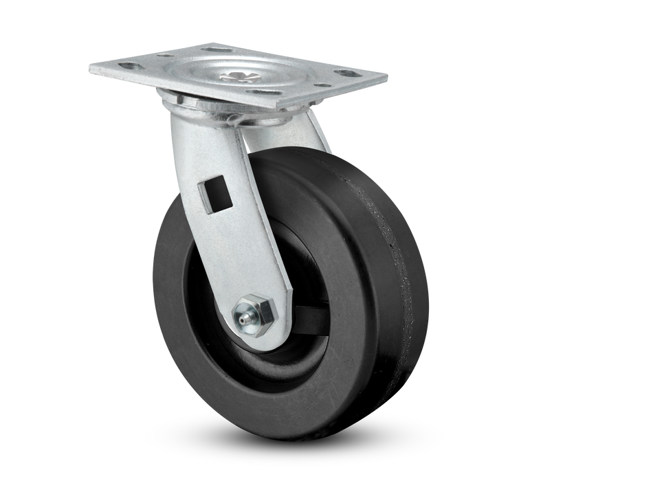 E-line Swivel 5"x2" Phenolic USA-Made Wheel 4"x4.5" Plate Caster; Part# ES5X2PHNB - Pemco