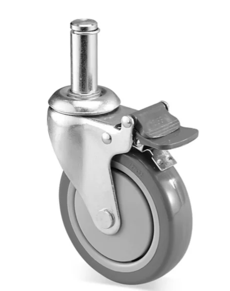 5" Grip Ring Stem w/brake - Replacement Caster for Metro Super Erecta Wire Shelving Racks