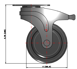 4" Rubber Swivel Caster - NG-04QDP-125-TL-TP01 - Medcaster