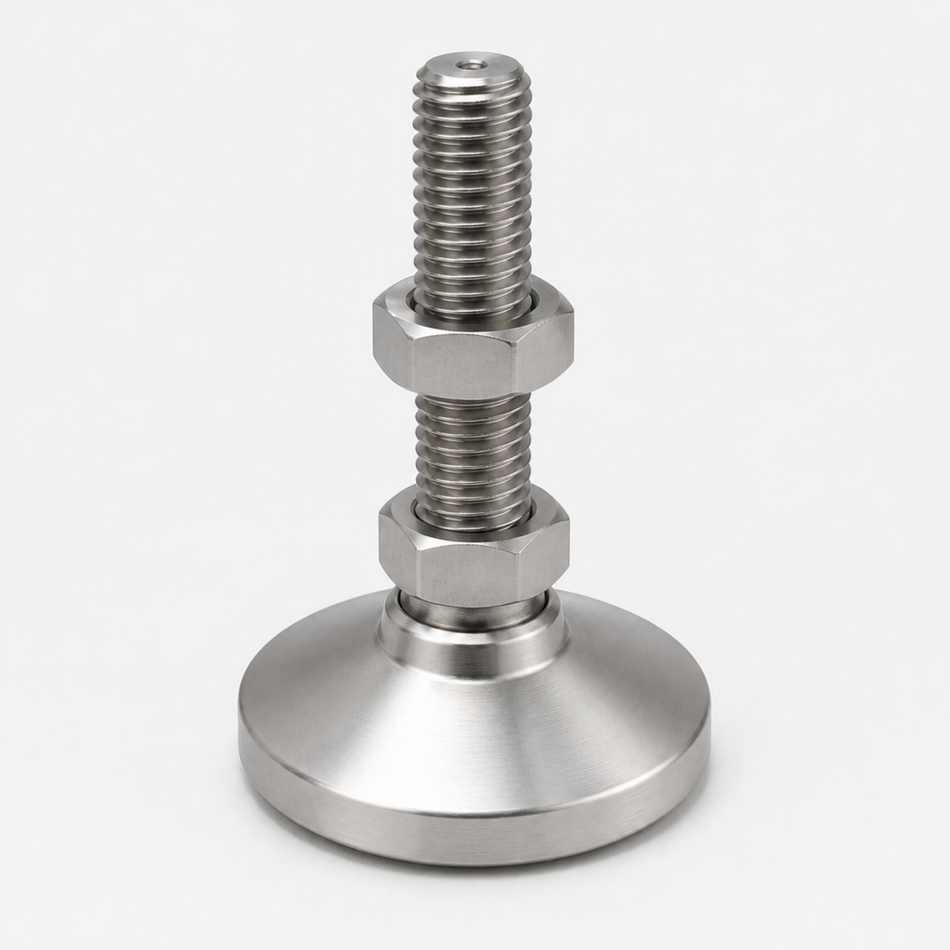 3/8"-16 x 2" Threaded Stainless Steel 1.25" Base Swivel Leveling Mount - SSW-1 - hero