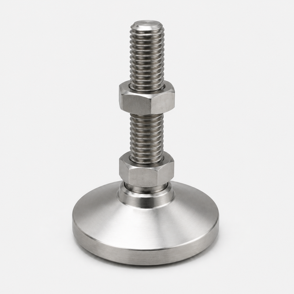5/8"-11 x 2" Threaded Stainless Steel 2.5" Base Swivel Leveling Mount - SSW-3 - hero
