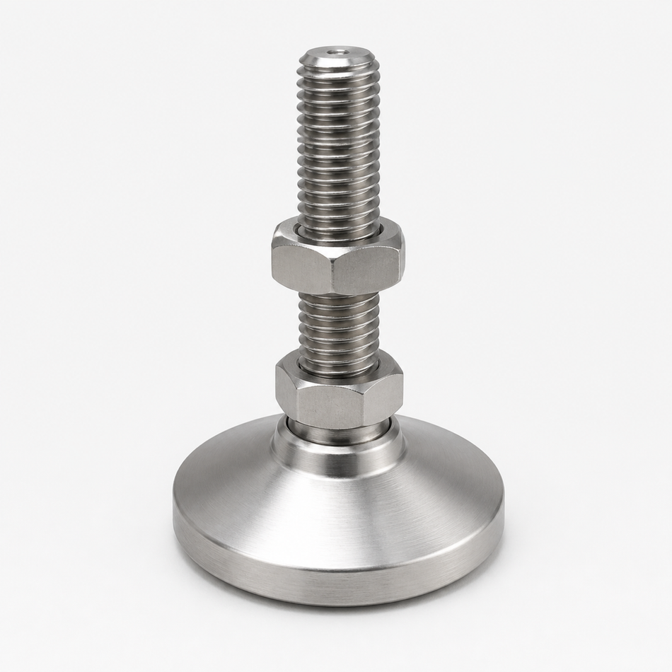 1"-8 x 3.5" Threaded Stainless Steel 4" Base Swivel Leveling Mount - SSW-5 - hero