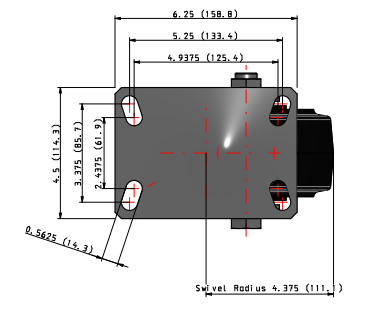 6" x 3" Swivel Albion Empire 370 Series Caster w/ Moldon Rubber Wheel - 370MR06501S