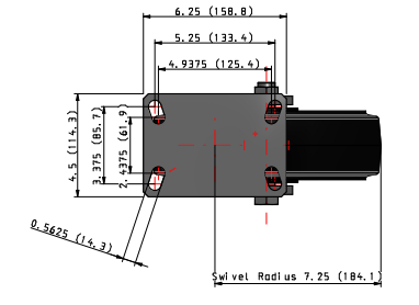 10" x 3" Swivel Albion Empire 370 Series Caster w/ Moldon Rubber Wheel - 370MR10501S - Albion