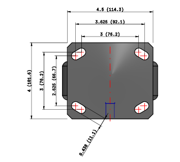 5"x2" Cast Iron Rigid Caster - 110CA05201R - Albion