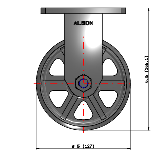5"x2" Cast Iron Rigid Caster - 110CA05201R - Albion