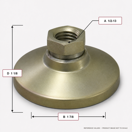 Tapped 1.875" Base Steel Swivel Leveling Mount for 1/2"-13 Thread -TSW-2 - dimension