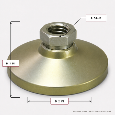 Tapped 2.5" Base Steel Swivel Leveling Mount for 5/8"-11 Thread -TSW-3 - dimension