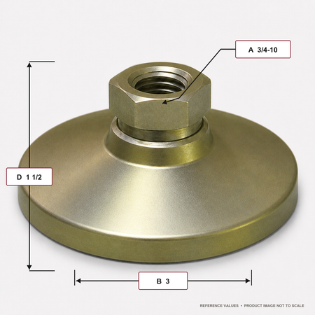 Tapped 3" Base Steel Swivel Leveling Mount for 3/4"-10 Thread - TSW-4 - dimension