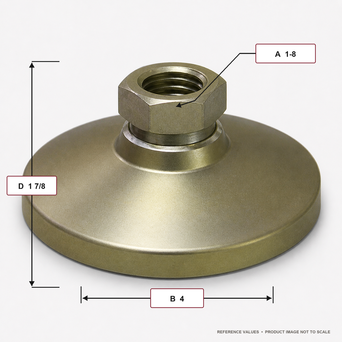 Tapped 4" Base Steel Swivel Leveling Mount for 1"-8 Thread - TSW-5 - dimension