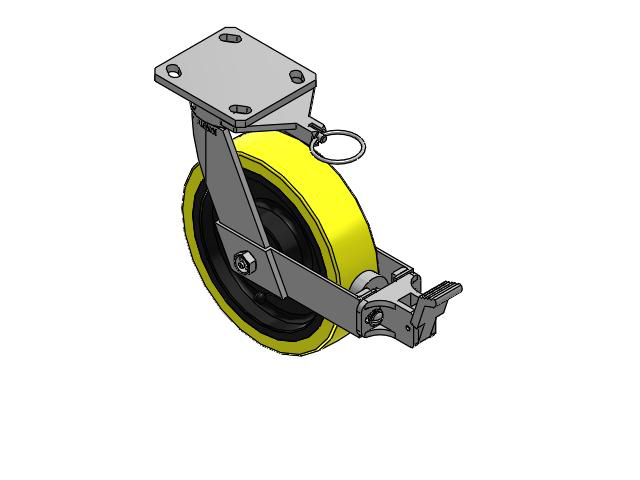 8"x 2" Swivel Albion 110PF Series Kingpinless Caster w/Face Brake & Swivel Lock - 110PF08228SFBBL - Albion
