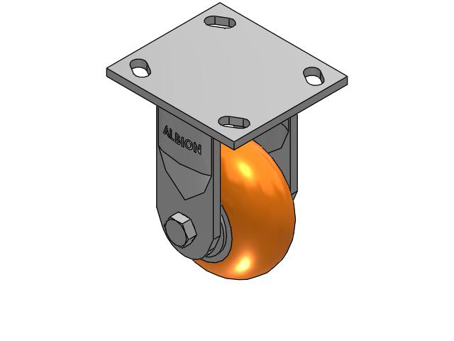 4"x2" Heavy-Duty Rigid Caster with AN- Round Polyurethane Wheel (Aluminum Core) - 170AN04228R - Albion