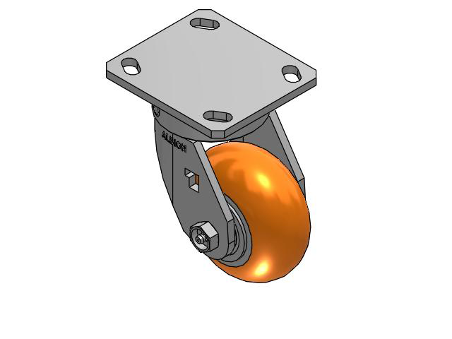 4"x2" Heavy-Duty Swivel Caster with AN- Round Polyurethane Wheel (Aluminum Core) - 170AN04228S - Albion