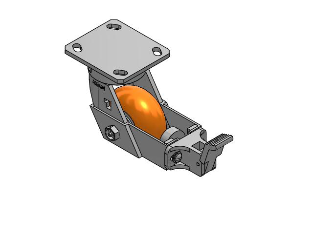 4"x2" Heavy-Duty Swivel Caster with AN- Round Polyurethane Wheel (Aluminum Core) and Face Brake (FBB) - 170AN04228SFBB - Albion